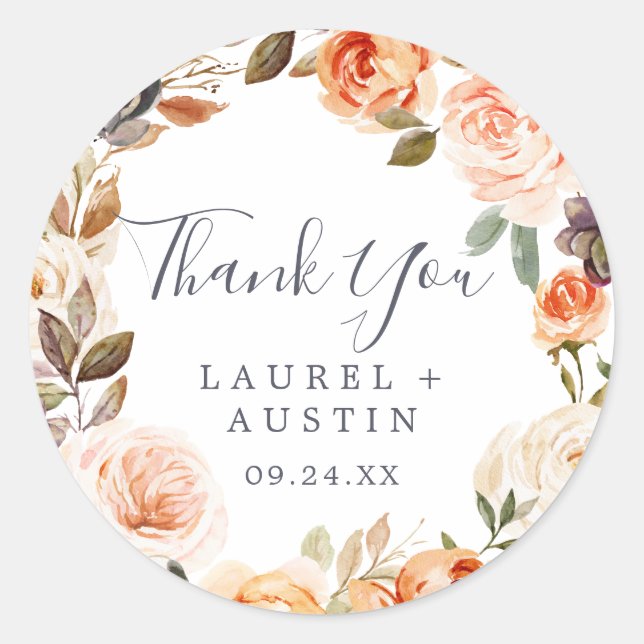 Rustic Earth Thank You Wedding Favour Sticker (Front)