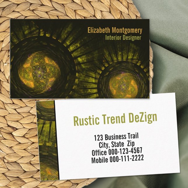 Rustic Earth Tone Global Rays Abstract Business Card (Easy  to personalize this earth tone abstract desgin for your small business.)