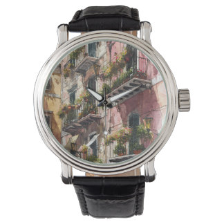Rustic Earth Tones Balcony Scene Watch