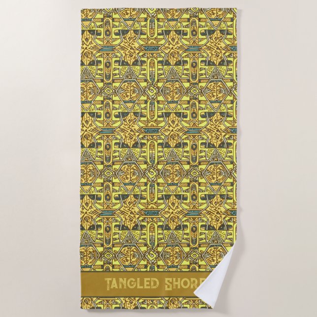 Rustic Earth Tones Pattern Beach Towel  (Front)