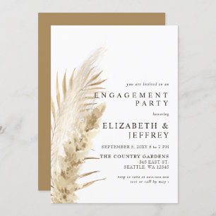 Rustic Earthy Boho Pampas Engagement Party Invitat Invitation