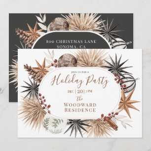 Rustic Earthy Dried Botanicals Holiday Party Invitation