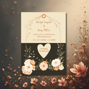 Rustic Earthy Floral wedding anniversary  Invitation