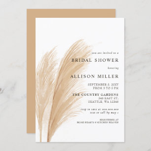 Rustic Earthy Neutral Boho Pampas Bridal Shower  I Invitation