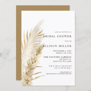Rustic Earthy Neutral Boho Pampas Bridal Shower I Invitation