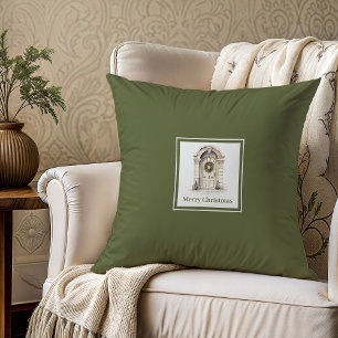 Rustic earthy tones family name Christmas gift  Cushion