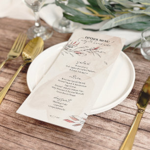 Rustic Earthy Watercolor Floral Wedding Menu