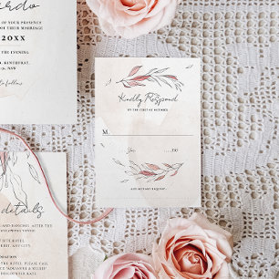 Rustic Earthy Watercolor Floral Wedding RSVP Card