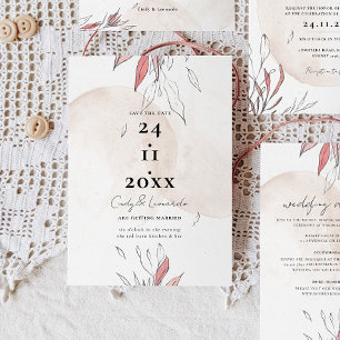 Rustic Earthy Watercolor Floral Wedding Save The Date