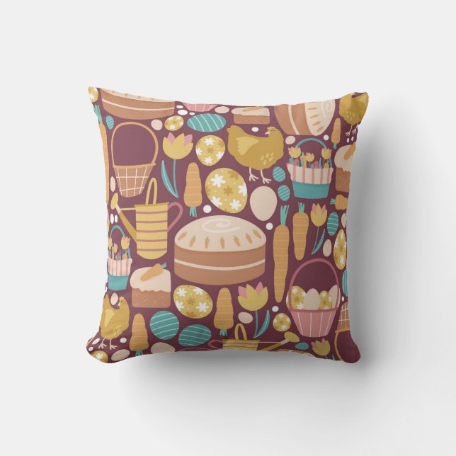 Rustic Easter Celebration Pattern Cushion (Front)