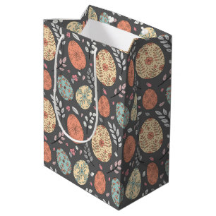 Rustic Easter Gift Bag – Dark Pastel Egg Pattern