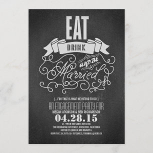 Rustic eat drink and be married engagement party invitation
