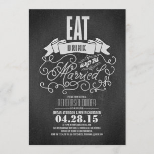Rustic eat drink and be married rehearsal dinner invitation