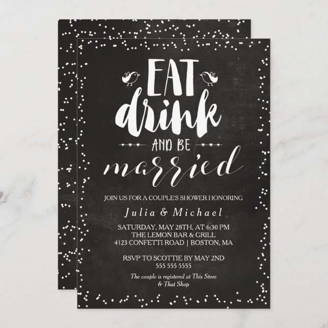 Rustic Eat Drink & Be Married Couple's Shower Invitation (Front/Back)