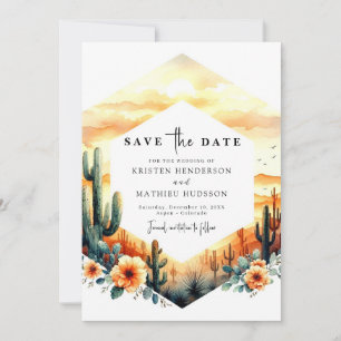 Rustic Editable Cactus Wedding Save The Date