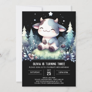 Rustic Editable Cow Birthday Invitation