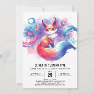 Rustic Editable Fox Birthday Invitation