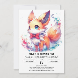 Rustic Editable Fox Birthday Invitation