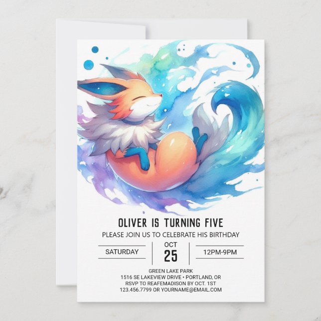 Rustic Editable Fox Birthday  Invitation (Front)