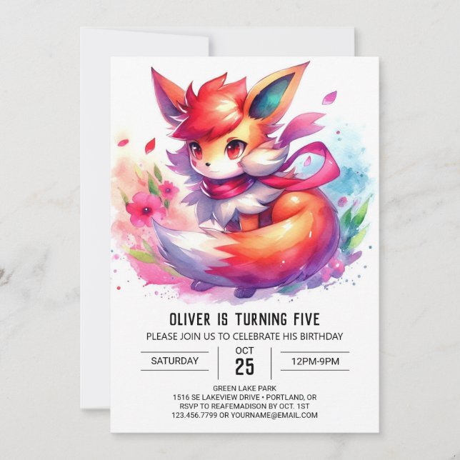 Rustic Editable Fox Birthday Invitation (Front)