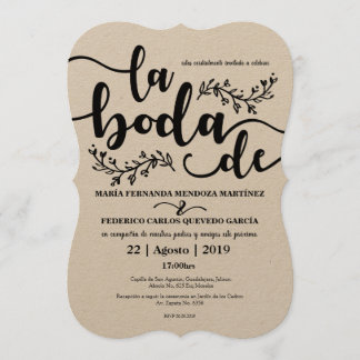 Rustic Editable Spanish Inviation Invitation