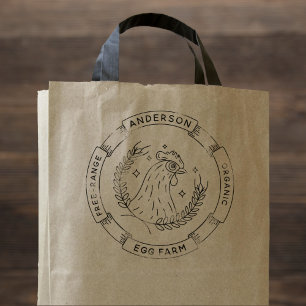 Rustic Egg Farm Chicken & Wheat Business Logo Rubber Stamp