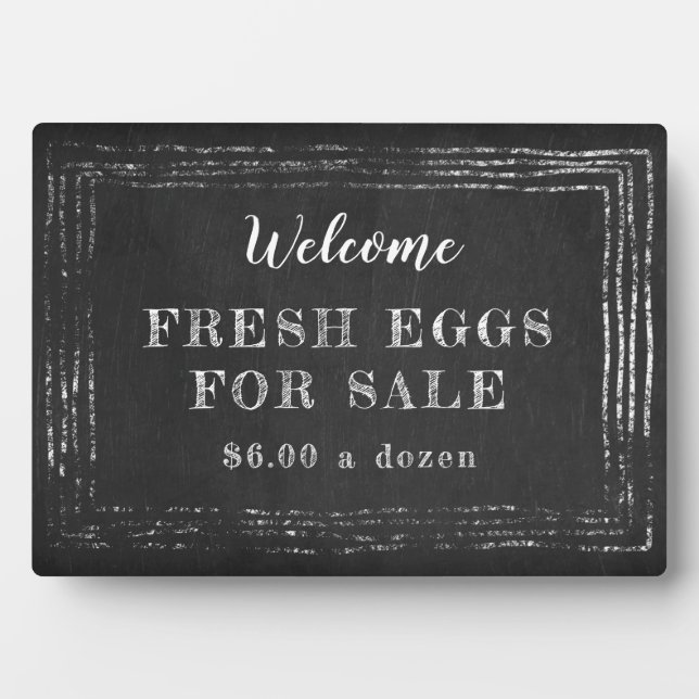 Rustic eggs for sale chalkboard plaque (Front)