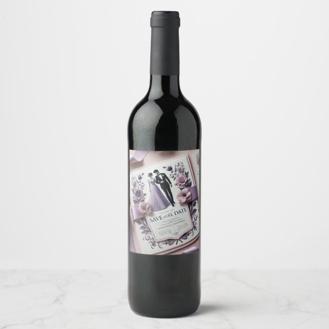 Rustic Elegance: A Wedding Invitation Wine Label (Front)