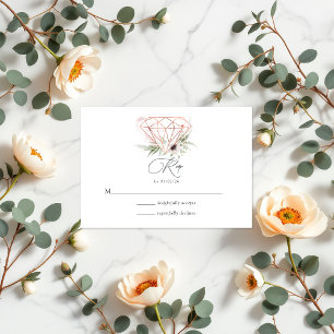 Rustic Elegance Bronze Geometric Diamond Wedding RSVP Card