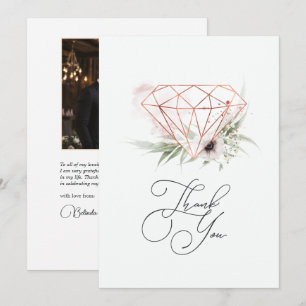 Rustic Elegance Bronze Geometric Floral Wedding Thank You Card