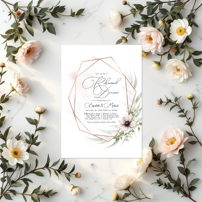 Rustic Elegance Bronze Geometric Rehearsal Dinner Invitation (Rustic Elegance Bronze Geometric Rehearsal Dinner Invitation)