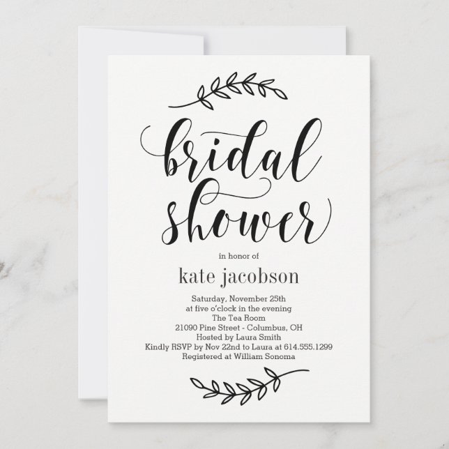 Rustic Elegance EDITABLE COLOR Bridal Shower Invitation (Front)