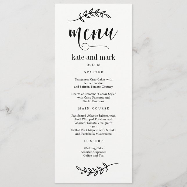 Rustic Elegance EDITABLE COLOR Wedding Menu Card (Front)