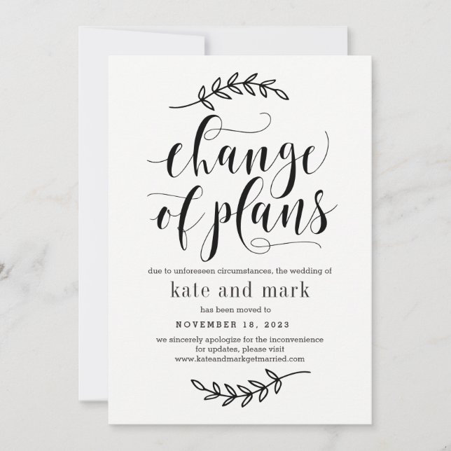 Rustic Elegance EDITABLE COLOR Wedding Update Card (Front)