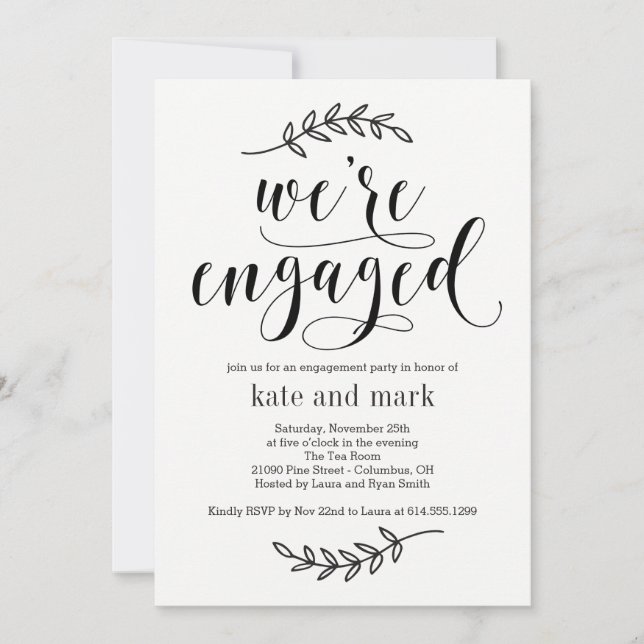 Rustic Elegance Engagement Party Invitation (Front)