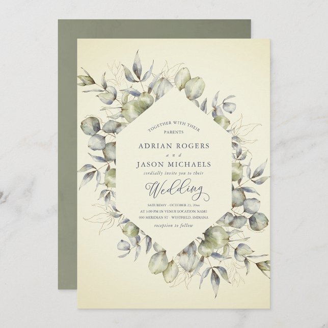 Rustic Elegance Eucalyptus Greenery Wedding Invitation (Creator Uploaded)