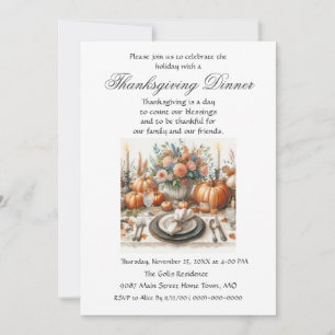 Rustic Elegance Family Friends Thanksgiving Dinner Invitation