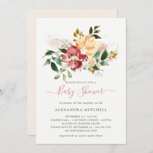 Rustic Elegance   Floral Baby Shower Invitation