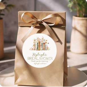 Rustic Elegance Floral Book Bridal Shower Sticker