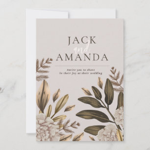 Rustic Elegance Floral Classic Wedding Invitations