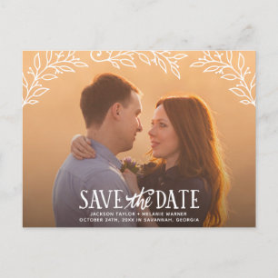 Rustic Elegance Floral Photo Save the Date Announcement Postcard