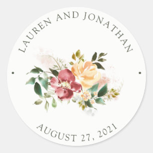 Rustic Elegance   Floral Wedding Classic Round Sticker