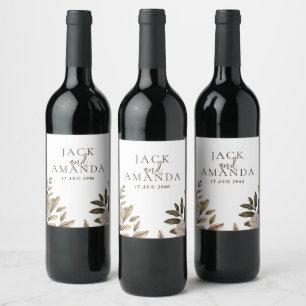 Rustic Elegance Floral Wedding Wine Bottle Labels
