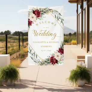 Rustic Elegance  Flowers, Gold-Geometric, Wedding  Banner