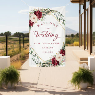 Rustic Elegance  Flowers, Gold-Geometric, Wedding  Banner
