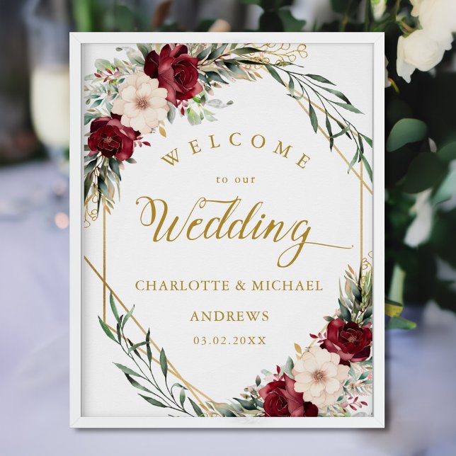 Rustic Elegance  Flowers, Gold-Geometric, Wedding  Poster (Creator Uploaded)