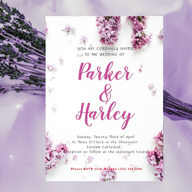 Rustic Elegance Lavender Floral Wedding Invitation (Creator Uploaded)