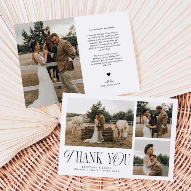 Rustic Elegance Photo Collage Wedding Thank You Card (Creator Uploaded)