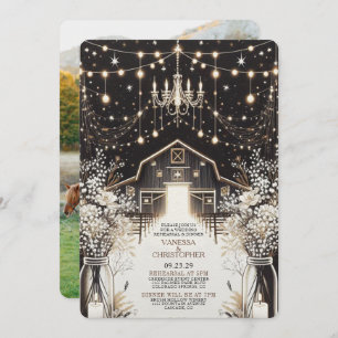 Rustic Elegance Wedding Rehearsal Invitation