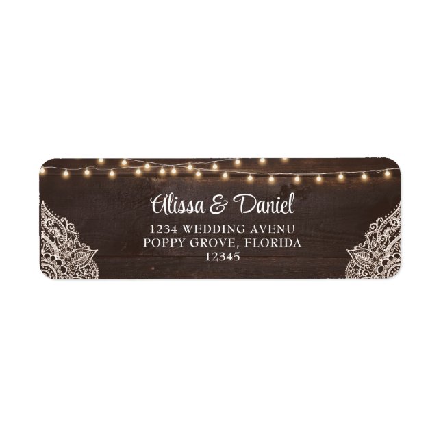 Rustic Elegance Wedding Return Address Label (Front)